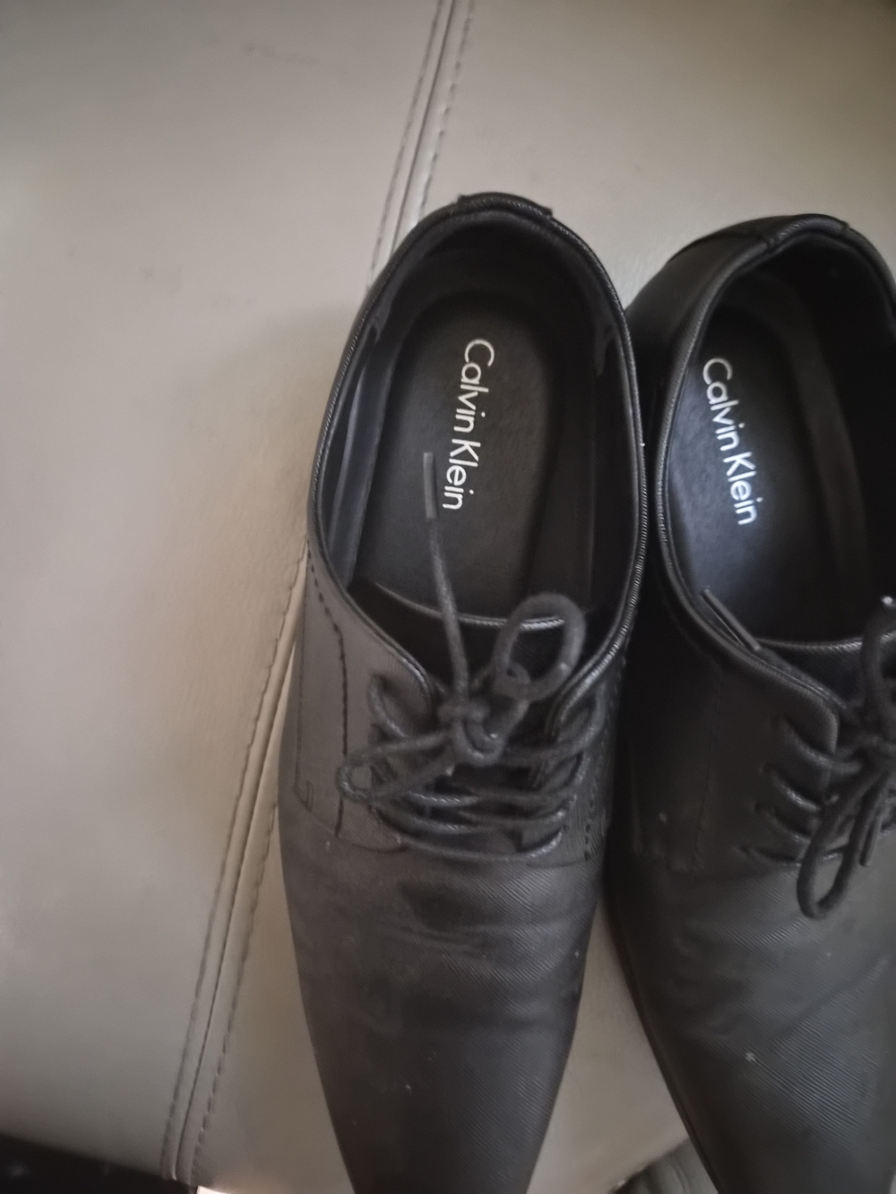 Calvin Klein Black Men’s Leather Lace-Up Oxfords - Picture 3 of 4